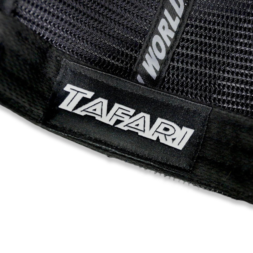 SWAROVSKI CRYSTAL TAJI LEATHER TRUCKER HAT RED