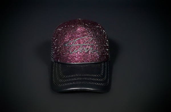 SWAROVSKI CRYSTAL TAJI LEATHER TRUCKER PURPLE