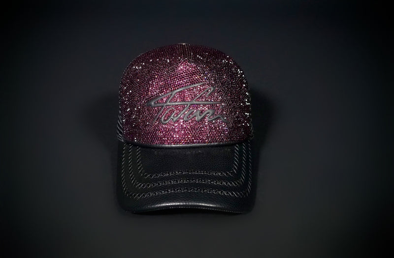 SWAROVSKI CRYSTAL TAJI LEATHER TRUCKER PURPLE