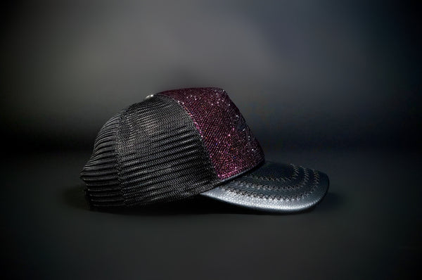 SWAROVSKI CRYSTAL TAJI LEATHER TRUCKER PURPLE